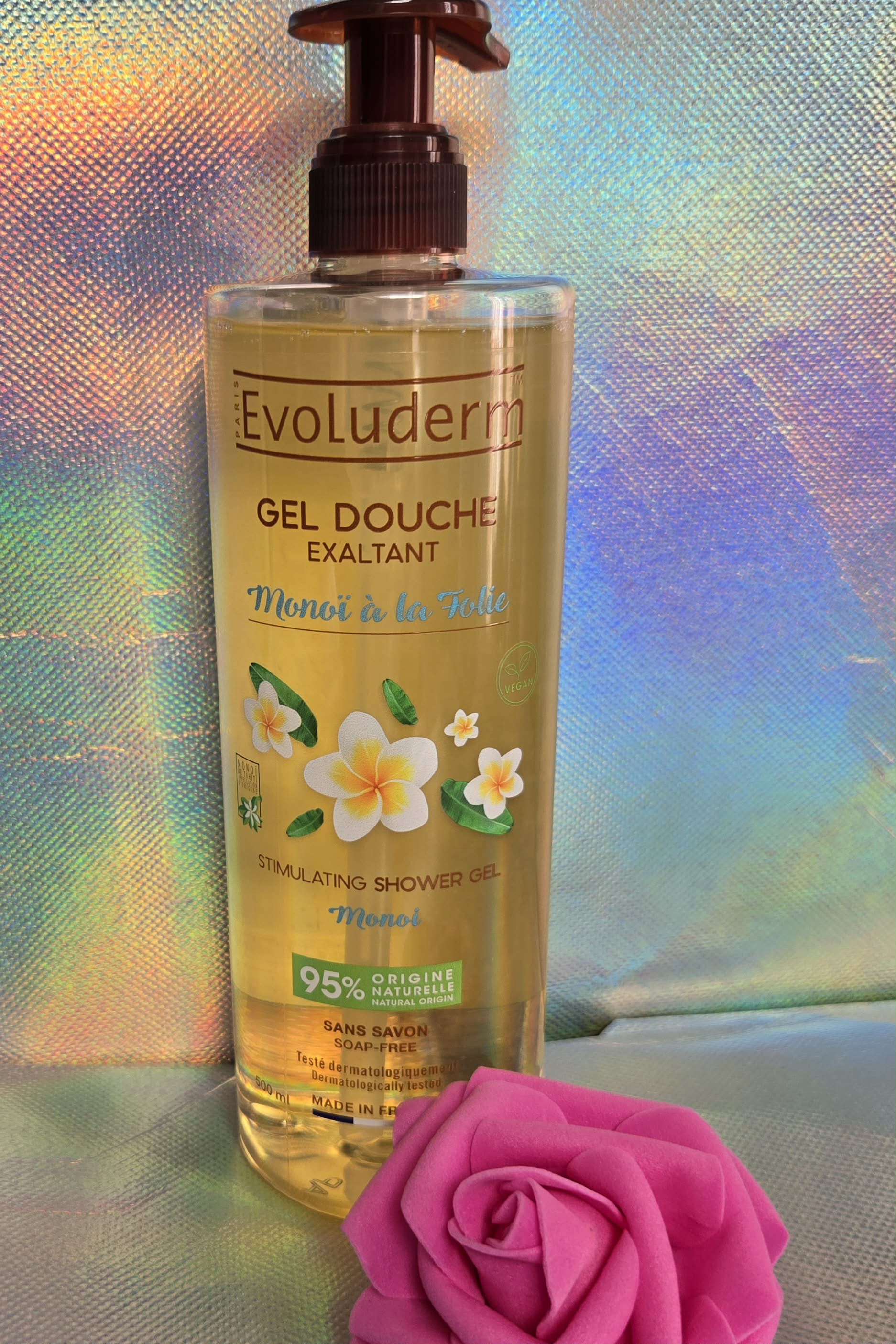 Gel Douche Exaltant Monoï à la Folie - 500ml - 95% d'Ingrédients d'Origine Naturelle