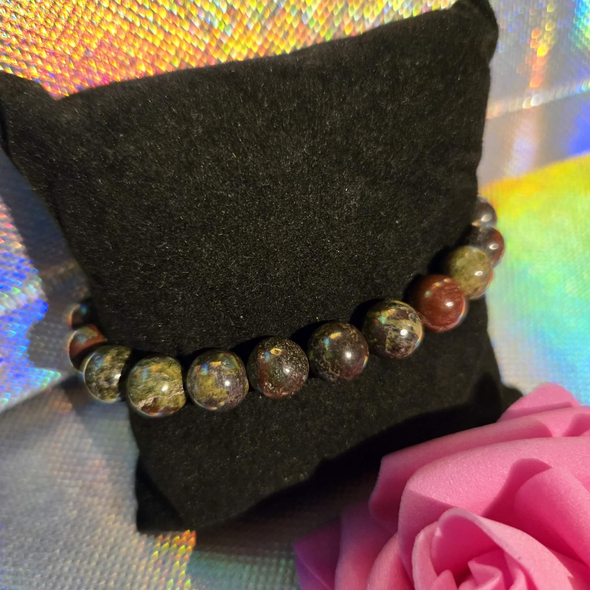 Men's dragon blood jasper bracelet