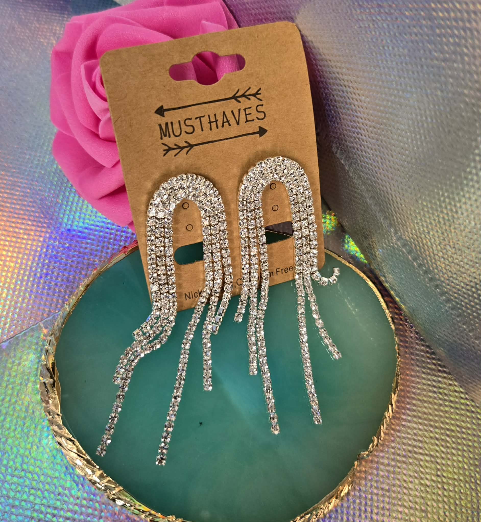 Boucles d'oreilles Cristal argenté