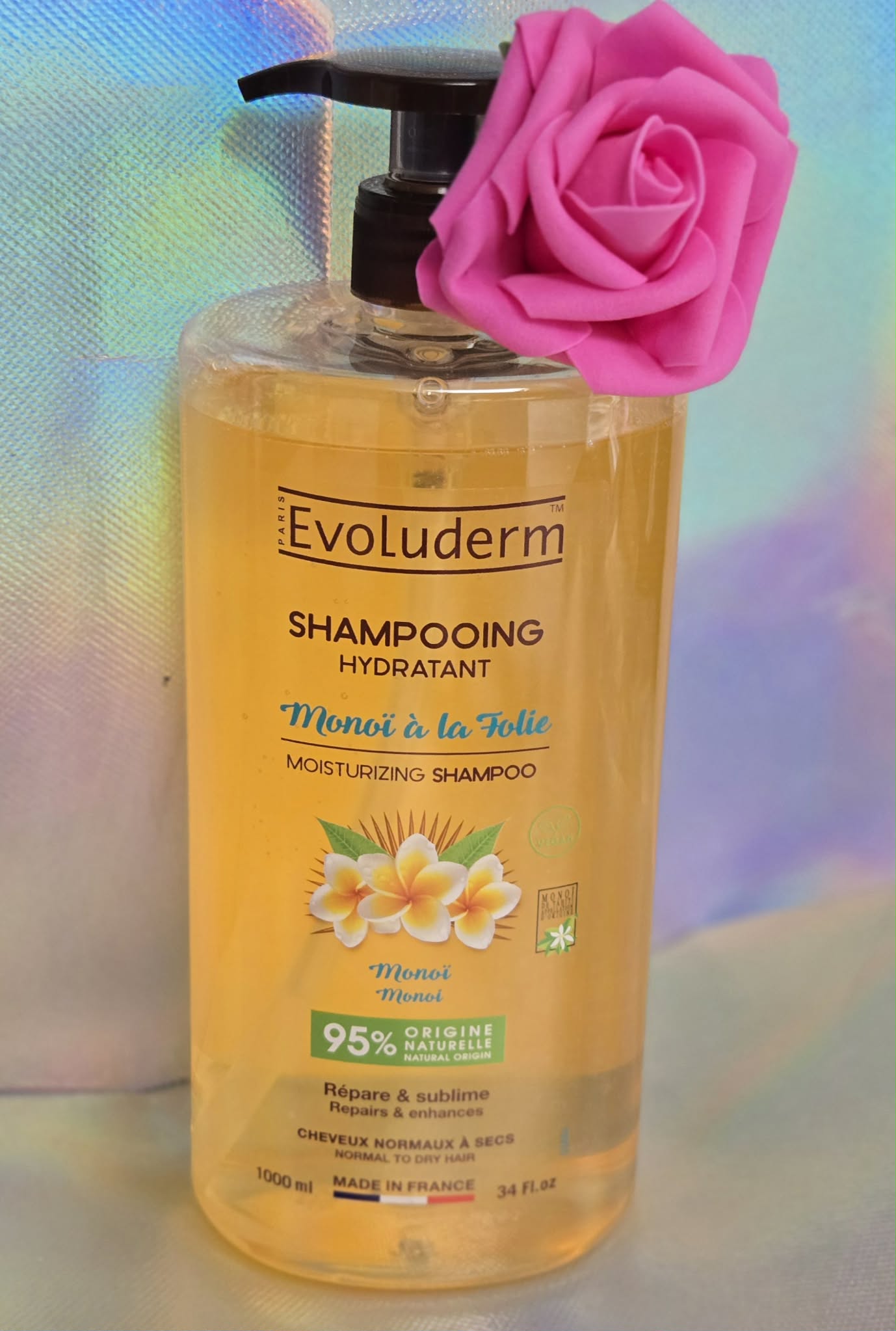 Shampoing Hydratant Monoï à la Folie - 1000ml - 95% d'Ingrédients d'Origine Naturelle