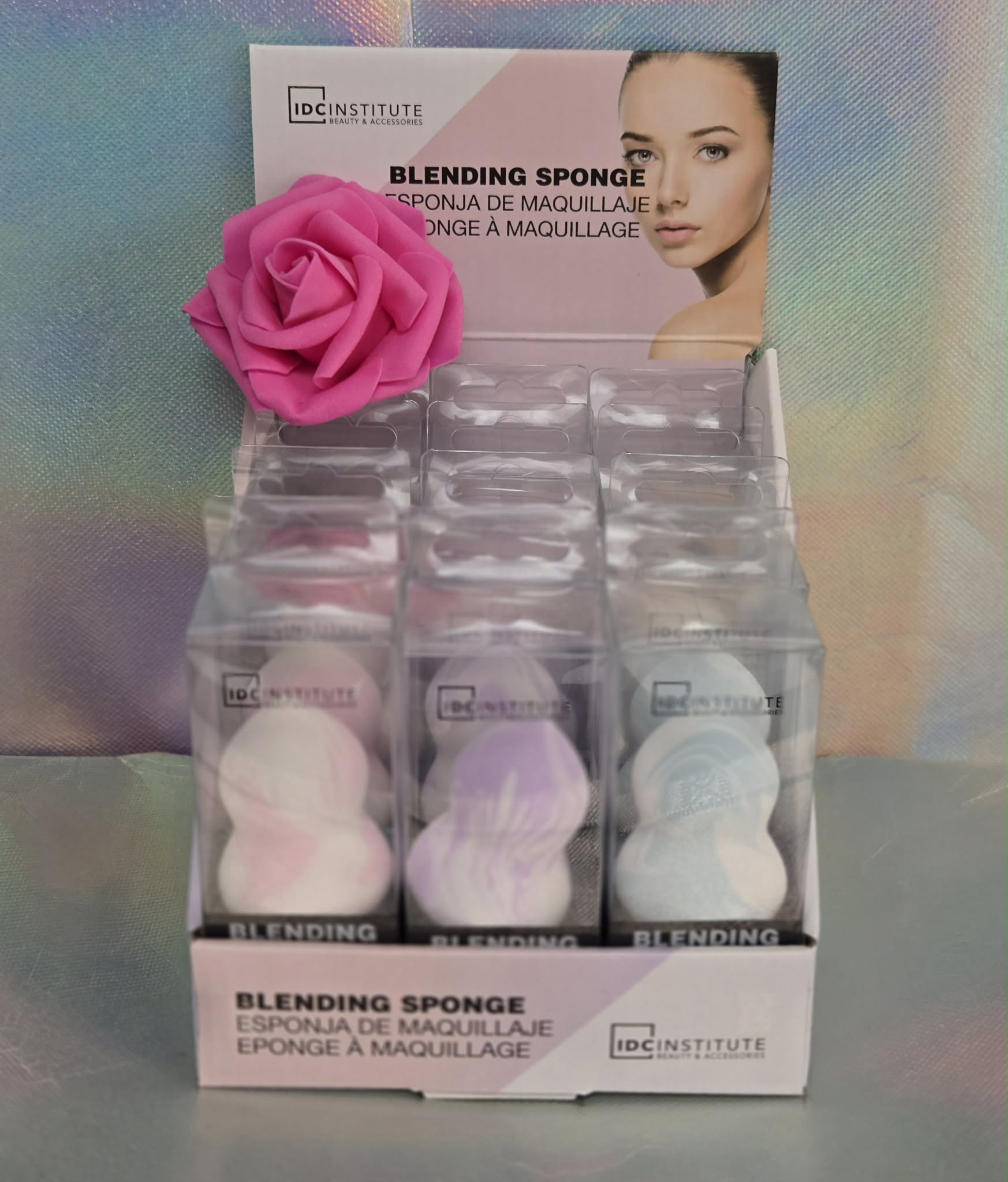 Éponge de maquillage marbrée Idc (assortiment de couleurs)