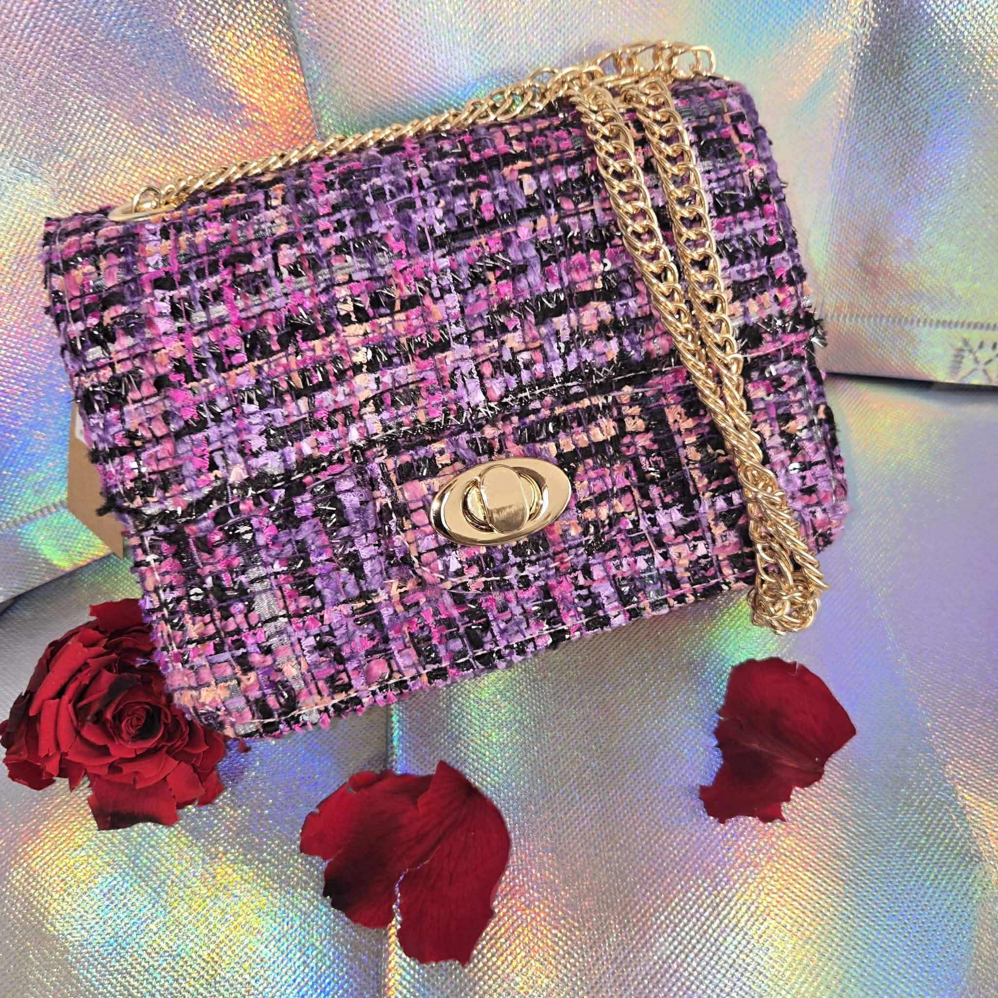Sac violet tissu chic
