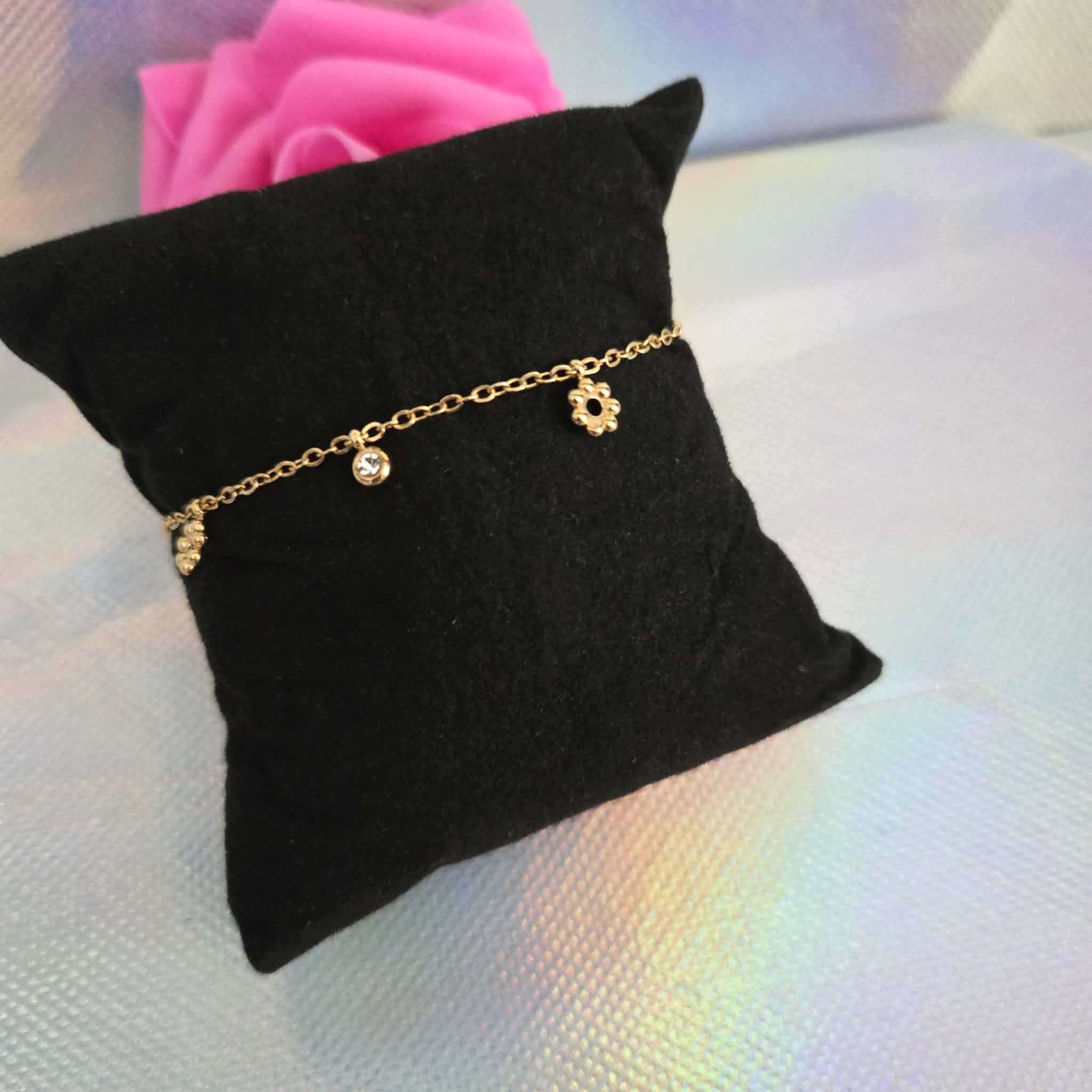 Pulsera de flores de acero inoxidable